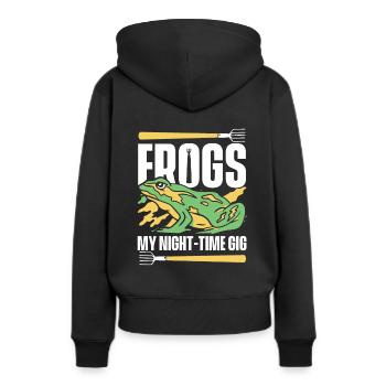 Frogs My Night Time Gig Kaulquappe Laubfrosch - Frauen Premium Bio Hoodie - Schwarz - Hinten - Julia (174cm)