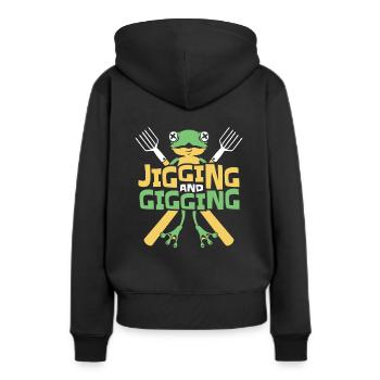 Jigging And Gigging Kröte Kaulquappe Frosch Fänger - Frauen Premium Bio Hoodie - Schwarz - Hinten - Julia (174cm)