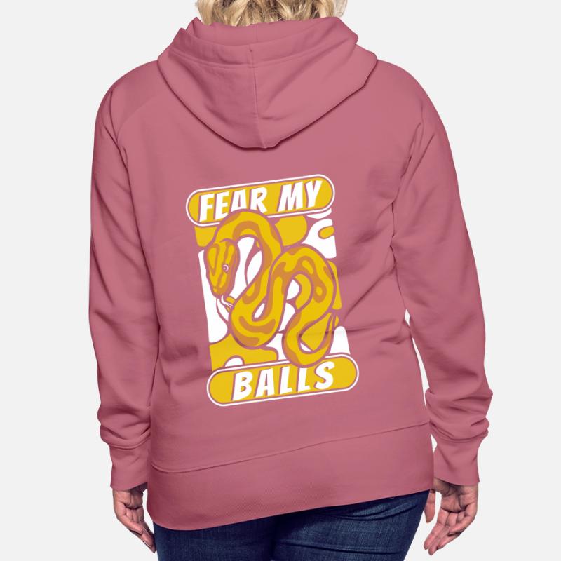 Fear My Balls Python Snake Banana Ball Python Sweat à capuche Premium bio Femme