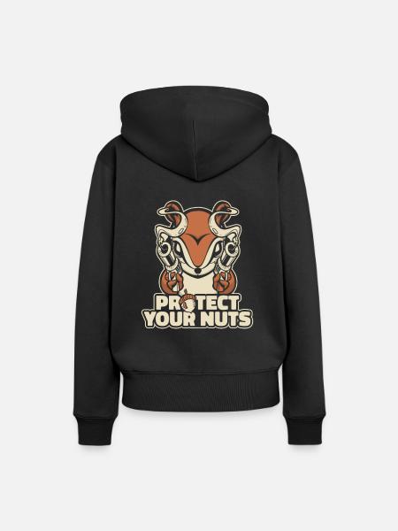 Protect Your Nuts Squirrel Fuchshörnchen - Frauen Premium Bio Hoodie - Schwarz