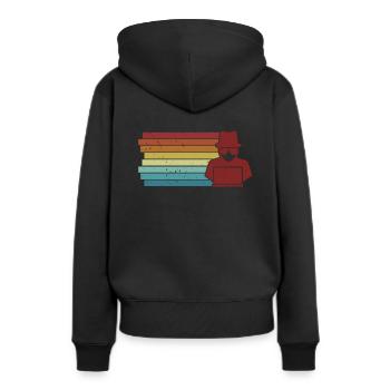 Rétro Social Engineering Phishing Sniffer Grey - Sweat à capuche Premium bio Femme - noir - Dos - Julia (174cm)
