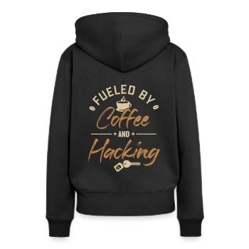 Alimenté par le café et le piratage du renifleur de phishing - Sweat à capuche Premium bio Femme - noir - Dos - Julia (174cm)