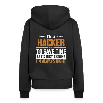 Hacker Supposons que j’ai raison renifleur de phishing - Sweat à capuche Premium bio Femme - noir - Dos - Julia (174cm)