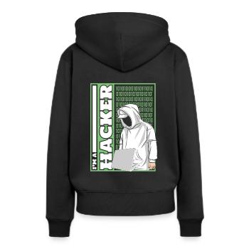 Je suis un hacker Ingénierie sociale Phishing Sniffer - Sweat à capuche Premium bio Femme - noir - Dos - Julia (174cm)