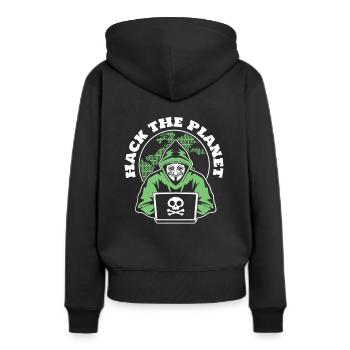 Hack The Planet Phishing Sniffer Social - Sweat à capuche Premium bio Femme - noir - Dos - Julia (174cm)