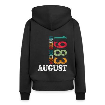 Août 1983 Anniversaire Août 1983 Août - Sweat à capuche Premium bio Femme - noir - Dos - Julia (174cm)