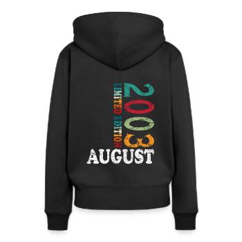 Août 2003 Anniversaire Août 2003 Août - Sweat à capuche Premium bio Femme - noir - Dos - Julia (174cm)