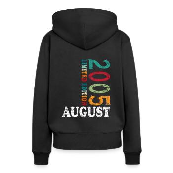 Août 2005 Anniversaire Août 2005 Août - Sweat à capuche Premium bio Femme - noir - Dos - Julia (174cm)
