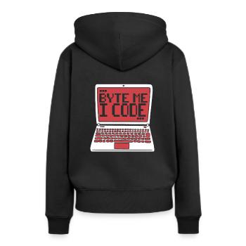 Byte Me I Code Developer Software Developer - Sweat à capuche Premium bio Femme - noir - Dos - Julia (174cm)