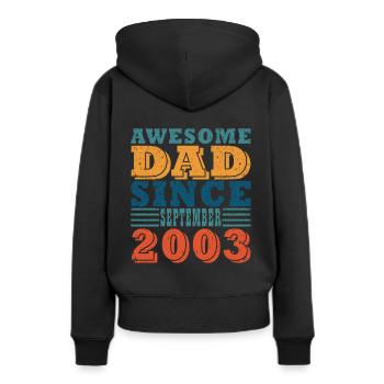 20e anniversaire Année Septembre 2003 Original 20 - Sweat à capuche Premium bio Femme - noir - Dos - Julia (174cm)