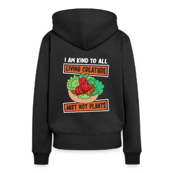 Ich bin nett zu allen Lebewesen Veganer Veganer - Frauen Premium Bio Hoodie - Schwarz - Hinten - Julia (174cm)