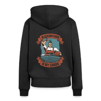 La forge est mon Cardio Smith - Sweat à capuche Premium bio Femme - noir - Dos - Julia (174cm)