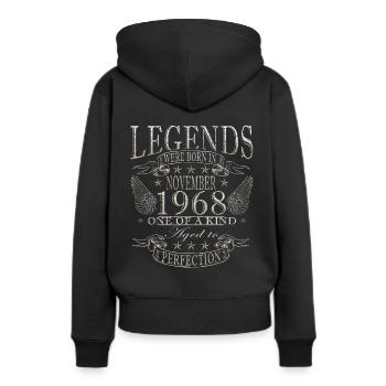 Novembre 1968 Anniversaire Novembre 1968 Novembre - Sweat à capuche Premium bio Femme - noir - Dos - Julia (174cm)