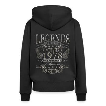Novembre 1978 Anniversaire Novembre 1978 Novembre - Sweat à capuche Premium bio Femme - noir - Dos - Julia (174cm)