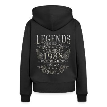 Novembre 1988 Anniversaire Novembre 1988 Novembre - Sweat à capuche Premium bio Femme - noir - Dos - Julia (174cm)