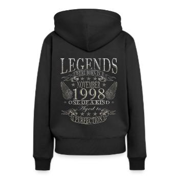 Novembre 1998 Anniversaire Novembre 1998 Novembre - Sweat à capuche Premium bio Femme - noir - Dos - Julia (174cm)