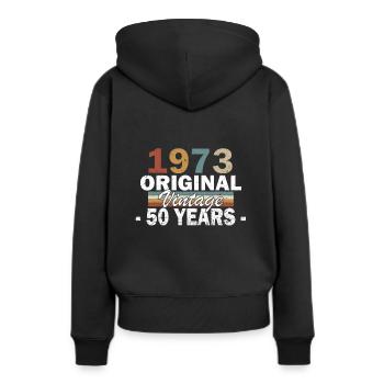 1973 Jubiläum 1973 Jahrgang 1973 Jahrgang 1973 - Frauen Premium Bio Hoodie - Schwarz - Hinten - Julia (174cm)