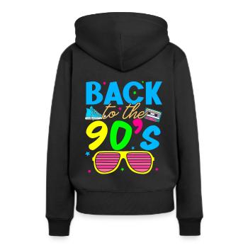 Années 90 Années 90 - Sweat à capuche Premium bio Femme - noir - Dos - Julia (174cm)