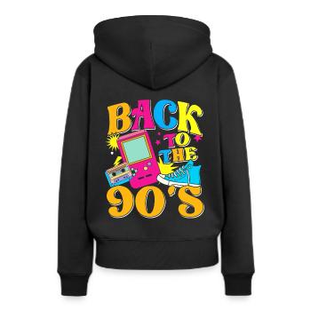 Retour aux années 90 90 90 90 90 90 Fête 90 Années 90 - Sweat à capuche Premium bio Femme - noir - Dos - Julia (174cm)
