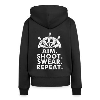 Jouer aux fléchettes - Sweat à capuche Premium bio Femme - noir - Dos - Julia (174cm)