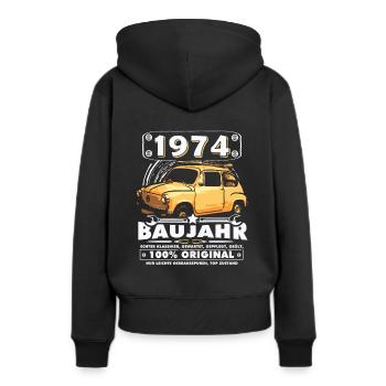 Baujahr - 1974 - Frauen Premium Bio Hoodie - Schwarz - Hinten - Julia (174cm)