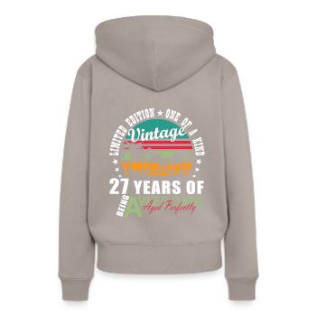 Édition Limitée Retro Classic 27 ans - Sweat à capuche Premium bio Femme - taupe - Dos - Julia (174cm)