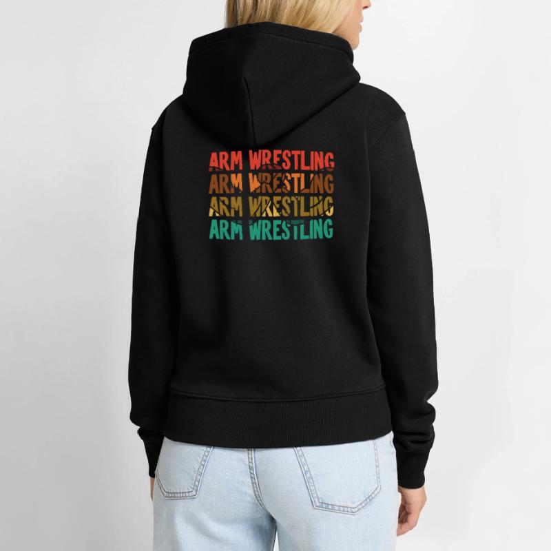 Bras d’exercice de techniques de lutte à main de texte rétro Sweat à capuche Premium bio Femme