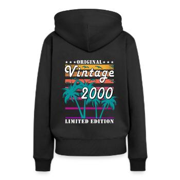 Millésime 2000 - Millésime 2000 - 24 ans rétro - - Sweat à capuche Premium bio Femme - noir - Dos - Julia (174cm)