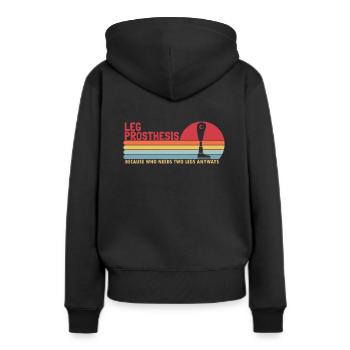 Beinprothese, die sowieso zwei Beine braucht Bein - Frauen Premium Bio Hoodie - Schwarz - Hinten - Julia (174cm)