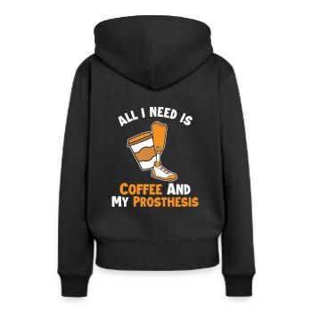 Kaffee und meine Prothese Prothese Fuß Benutzer Bein - Frauen Premium Bio Hoodie - Schwarz - Hinten - Julia (174cm)