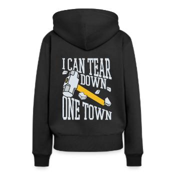 Ich kann ein Bauwerk in der Stadt abreißen - Frauen Premium Bio Hoodie - Schwarz - Hinten - Julia (174cm)