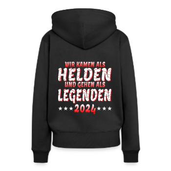 Helden und Legenden - Abschlussklasse 2024 - Frauen Premium Bio Hoodie - Schwarz - Hinten - Julia (174cm)