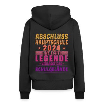 Abschluss Hauptschule 2024 - Legende Schulgelände - Frauen Premium Bio Hoodie - Schwarz - Hinten - Julia (174cm)