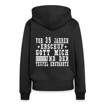 39. Geburtstag 39 Jahre Spruch - Frauen Premium Bio Hoodie - Schwarz - Hinten - Julia (174cm)