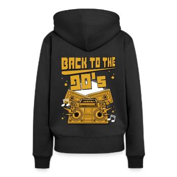 90iger Neunziger Jahrgang - Frauen Premium Bio Hoodie - Schwarz - Hinten - Julia (174cm)