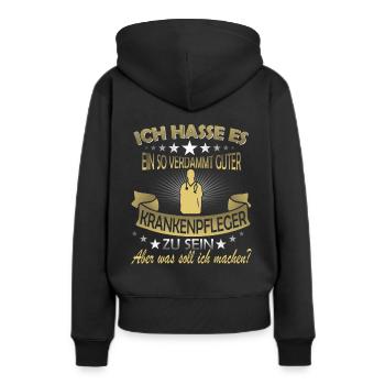 Krankenpfleger Krankenpflege Spruch Beruf Geschenk - Frauen Premium Bio Hoodie - Schwarz - Hinten - Julia (174cm)
