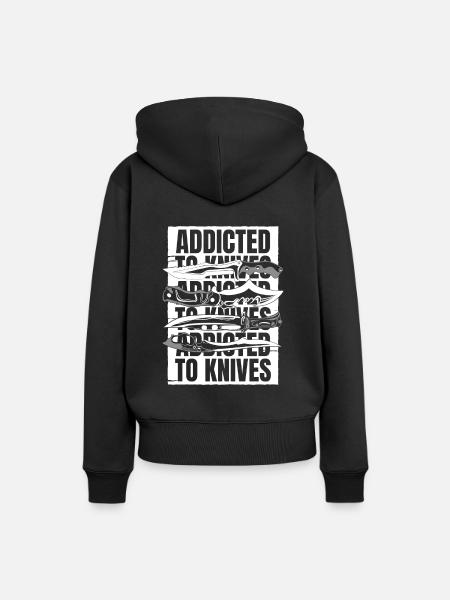 Süchtig nach Messern Restaurations-Sammelmesser - Frauen Premium Bio Hoodie - Schwarz