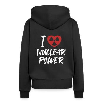 J’aime l’énergie nucléaire L’uranium Nucléaire - Sweat à capuche Premium bio Femme - noir - Dos - Julia (174cm)