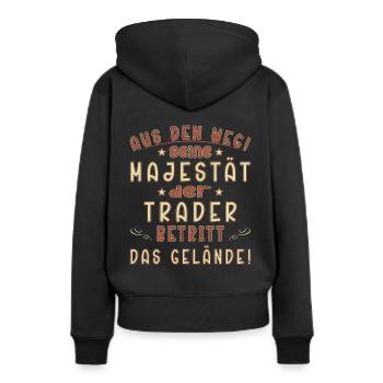 Traden Spruch Finanzen - Frauen Premium Bio Hoodie - Schwarz - Hinten - Julia (174cm)