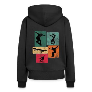 Skateboarden Skateboarder Skateboard - Frauen Premium Bio Hoodie - Schwarz - Hinten - Julia (174cm)