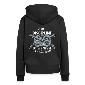 Meine Aufgabe ist es, dich Gefängniswärter zu disziplinieren - Frauen Premium Bio Hoodie - Schwarz - Hinten - Julia (174cm)