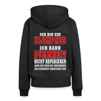 Ich bin Klempner ich kann keine Dummheiten - Frauen Premium Bio Hoodie - Schwarz - Hinten - Julia (174cm)