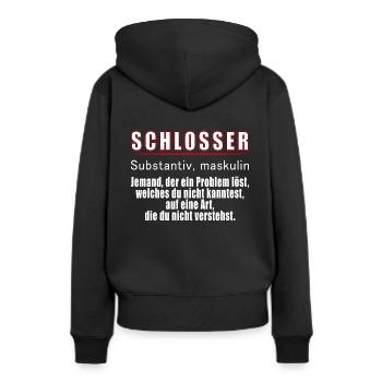 Schlosser - Schlosser Definition - Frauen Premium Bio Hoodie - Schwarz - Hinten - Julia (174cm)