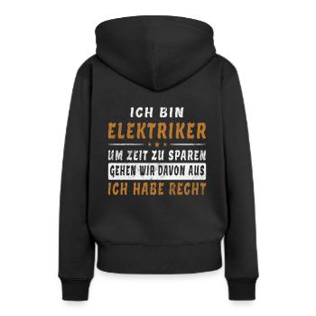 Elektriker Spruch Witzig Zeit Sparen Geschenk - Frauen Premium Bio Hoodie - Schwarz - Hinten - Julia (174cm)