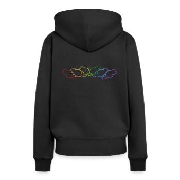 Biber LGBT Regenbogen Castor Canadensis Nord - Frauen Premium Bio Hoodie - Schwarz - Hinten - Julia (174cm)