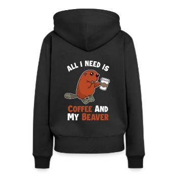 Kaffee und mein Biber Castor Canadensis Nord - Frauen Premium Bio Hoodie - Schwarz - Hinten - Julia (174cm)