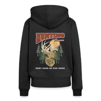 Période de chasse - Sweat à capuche Premium bio Femme - noir - Dos - Julia (174cm)