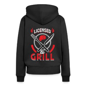 Licence pour les grillades - Sweat à capuche Premium bio Femme - noir - Dos - Julia (174cm)