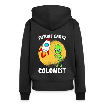 Bewohner des Planeten Erde - future earth colonist - Frauen Premium Bio Hoodie - Schwarz - Hinten - Julia (174cm)