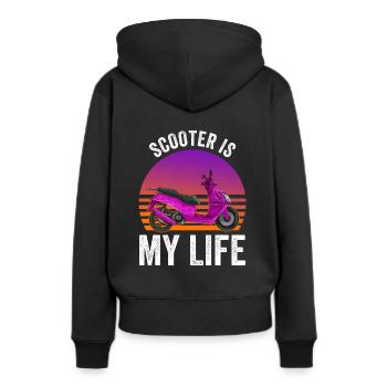 Motorroller Rollerfahrer Motorrad - Frauen Premium Bio Hoodie - Schwarz - Hinten - Julia (174cm)